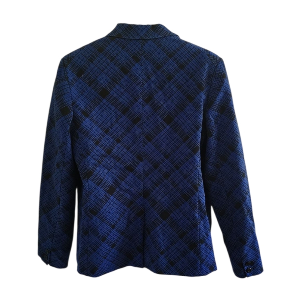 Lord & Taylor Patterned Office Preppy Wedding Formal Cobalt Blue Blazer - Womens - Picture 6 of 10
